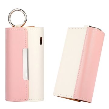 IQOS ILUMA PU-Lederhülle mit Ringschnalle - Rosa Leder / Weißes Leder