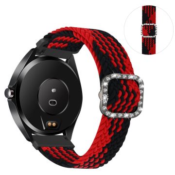 20mm Universal Nylon + Strass Schnalle Uhrenarmband - Rot Zwischen Schwarz