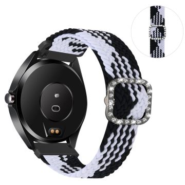 20mm Universal Nylon + Strass Schnalle Uhrenarmband - Schwarz und Weiß