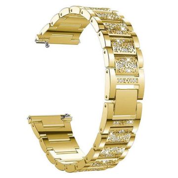 18mm Universal 3-Perlen Strass-Dekor Uhrenarmband - Gold