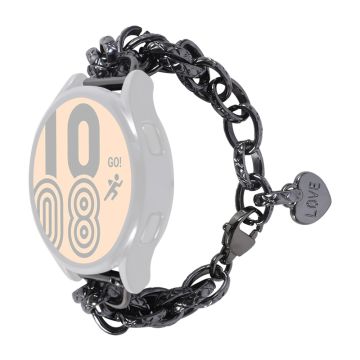 20mm Universal süßer Herz-Anhänger Edelstahl Uhrenarmband - Schwarz