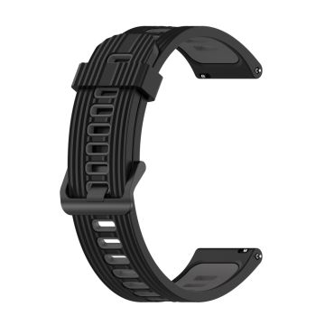 20mm Universal Uhrenarmband mit zweifarbigen Streifen - Schwarz / Dunkelgrau