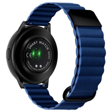 20mm Universal Uhrenarmband aus echtem Leder im Litchi-Stil - Schwarze Schnalle / Mitternachtsblau