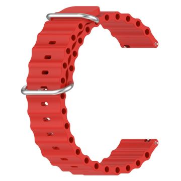 20mm Universal Wave Design Silikonarmband - Rot