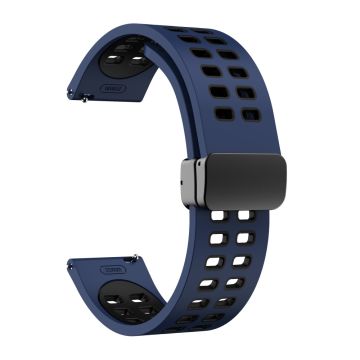 20-mm-Universal-Silikonarmband in zwei Farben mit schwarzer Schnalle - Mitternachtsblau / Schwarz