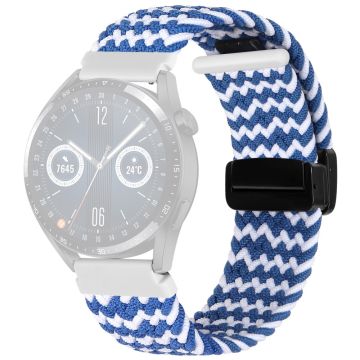 20mm Universal-Nylon-Geflechtband - Blau / Weißes Wellenmuster