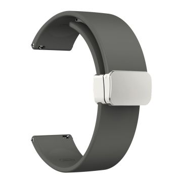 20mm Universal Echtes Rindslederband mit silberner Faltschließe - Space Grey