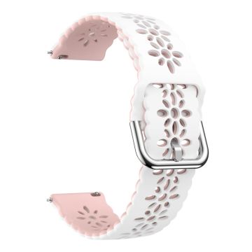 20mm Universelles zweifarbiges Blumen-Hohlband - Weiß / Pink