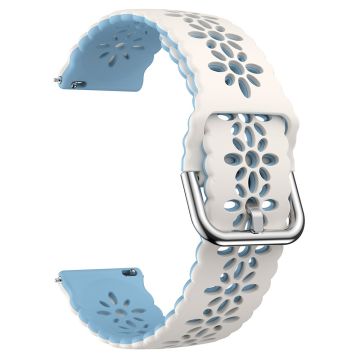 20mm Universal Dual Color Blossom Hollow Strap - Weiß +Baby Blau