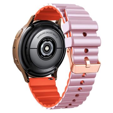 20mm Universal Silikonarmband mit horizontalen Streifen und roségoldener Schnalle - Hellviolett+Orange