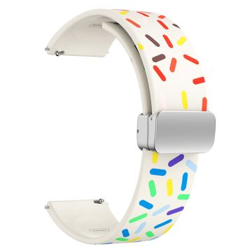 20mm Universal Silikonband mit buntem Muster und silberner Schnalle - Starlight Rainbow