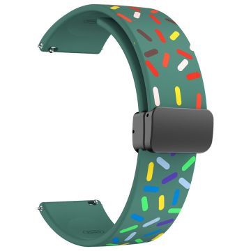 20mm Universal Silikonband mit buntem Muster und schwarzer Schnalle - Grüner Regenbogen