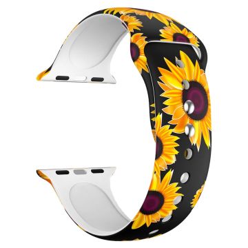 Apple Watch Series 8 (45mm) / Watch Ultra cooles Muster Stil Silikonarmband - Sonnenblume / Größe: M