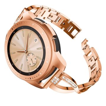 20m Universal-Uhrenarmband in X-Form mit Strasssteinen - Roségold