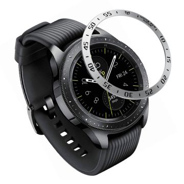 Samsung Galaxy Watch (42mm) bezel ring Rahmen Hülle - Silber Ring Black Text