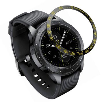 Samsung Galaxy Watch (42mm) Rostfreier Stahl bezel - Schwarz Ring Gelb Text