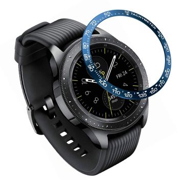 Samsung Galaxy Watch (42mm) Rostfreier Stahl ring Rahmen Hülle - Blau Ring White Text