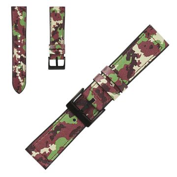 Haltbar Leder Uhrenarmband für Samsung Watch Geräte - Camouflage Grün