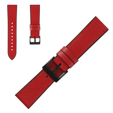 Haltbar Leder Uhrenarmband für Samsung Watch Geräte - Rot