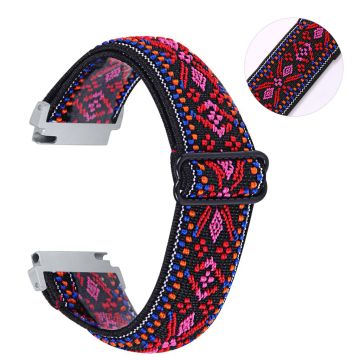 20mm Samsung Galaxy Watch 3 (41mm) / Watch Active / Gear S2 Elastisch Muster Uhrenarmband - Rot Tribal Blume Muster