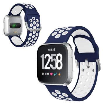 Fitbit Versa / Versa 2 Cool Silikon Uhrenarmband - Dunkelblau / Weiß