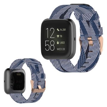 Fitbit Versa / Versa 2 / Blaze Nylon Uhrenarmband - Blau Weiß Streifen