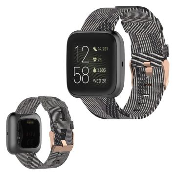 Fitbit Versa / Versa 2 / Blaze Nylon Uhrenarmband - Schwarz Streifen