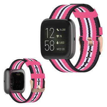 Fitbit Versa / Versa 2 / Blaze Nylon Uhrenarmband - Schwarz / Rose