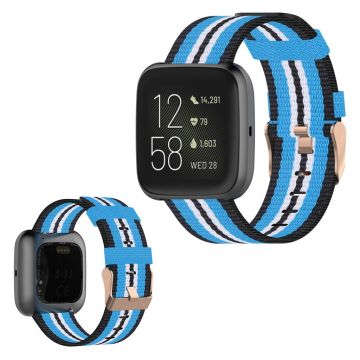 Fitbit Versa / Versa 2 / Blaze Nylon Uhrenarmband - Schwarz / Himmelblau