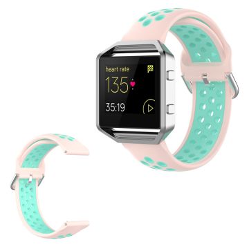 Fitbit Blaze / Versa / Versa Lite / Versa 2 Zweifarbig Silikon Uhrenarmband - Hellrosa / Cyan