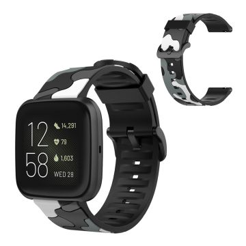 Fitbit Versa 2 / Lite Camouflage Silikon Uhrenarmband - Schwarz