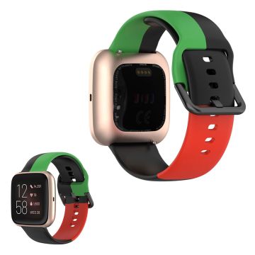 Fitbit Versa 2 / Versa Lite Drei Farbe Silikon Uhrenarmband - Schwarz Grün / Rot