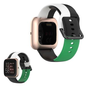 Fitbit Versa 2 / Versa Lite Drei Farbe Silikon Uhrenarmband - Schwarz / Weiß / Grün