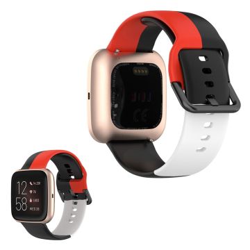 Fitbit Versa 2 / Versa Lite Drei Farbe Silikon Uhrenarmband - Schwarz / Rot / Weiß