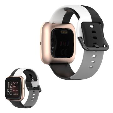 Fitbit Versa 2 / Versa Lite Drei Farbe Silikon Uhrenarmband - Schwarz / Weiß / Grau