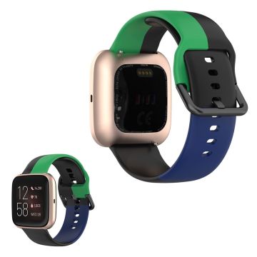 Fitbit Versa 2 / Versa Lite Drei Farbe Silikon Uhrenarmband - Schwarz / Grün / Blau