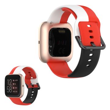 Fitbit Versa 2 / Versa Lite Drei Farbe Silikon Uhrenarmband - Rot / Weiß / Schwarz