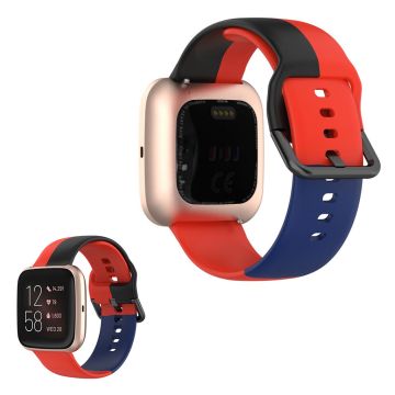 Fitbit Versa 2 / Versa Lite Drei Farbe Silikon Uhrenarmband - Rot / Schwarz / Blau