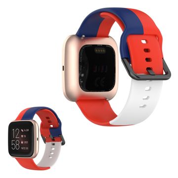 Fitbit Versa 2 / Versa Lite Drei Farbe Silikon Uhrenarmband - Rot / Blau / Weiß