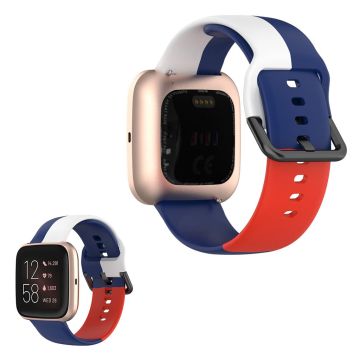 Fitbit Versa 2 / Versa Lite Drei Farbe Silikon Uhrenarmband - Blau / Weiß / Rot