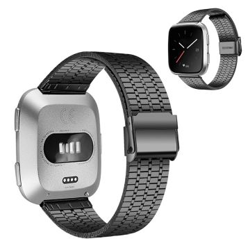 Fitbit Versa 2 / Versa Lite Sieben Perlen Rostfrei Stahl Uhrenarmband - Schwarz