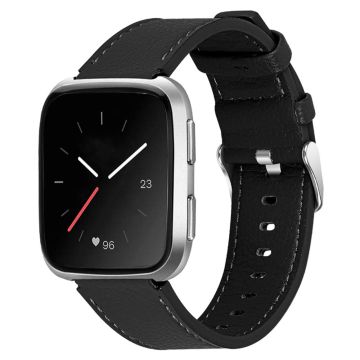 Fitbit Versa 2 / Versa Kuhfell Echt Leder Uhrenarmband - Schwarz