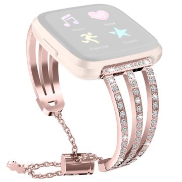 Fitbit Versa 2 / Versa Lite Triple Luxus Strass Uhrenarmband - Roségold