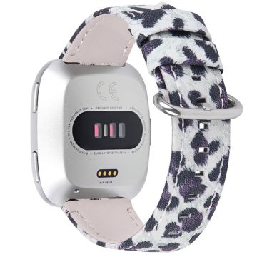 Fitbit Versa 2 / Versa Lite Leopard Textur Echt Leder Uhrenarmband - Schwarz