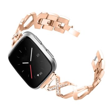 Fitbit Versa 2 / Versa Lite Strass Luxus Stil Rostfrei Stahl Uhrenarmband - Roségold