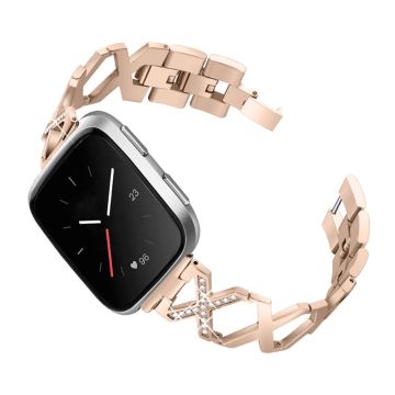 Fitbit Versa 2 / Versa Lite Strass Luxus Stil Rostfrei Stahl Uhrenarmband - Gold