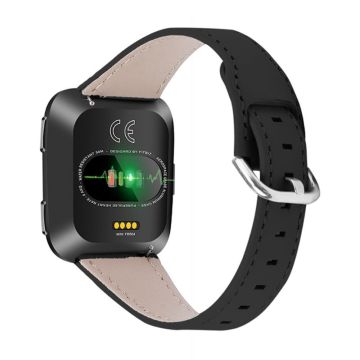 Fitbit Versa 2 / Lite Uhrenarmband aus echtem Rindsleder - Schwarz