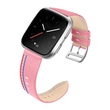 Fitbit Versa 2 / Versa Lite Uhrenarmband aus Rindsleder mit Naht - Pink