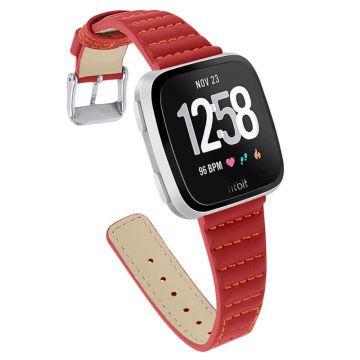 Fitbit Versa 2 / Versa Lite Cowhide wave texture Lederarmband - Rot