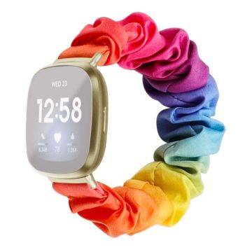 Fitbit Versa / Versa Lite elastisches, stylisches Stoffarmband - Regenbogen